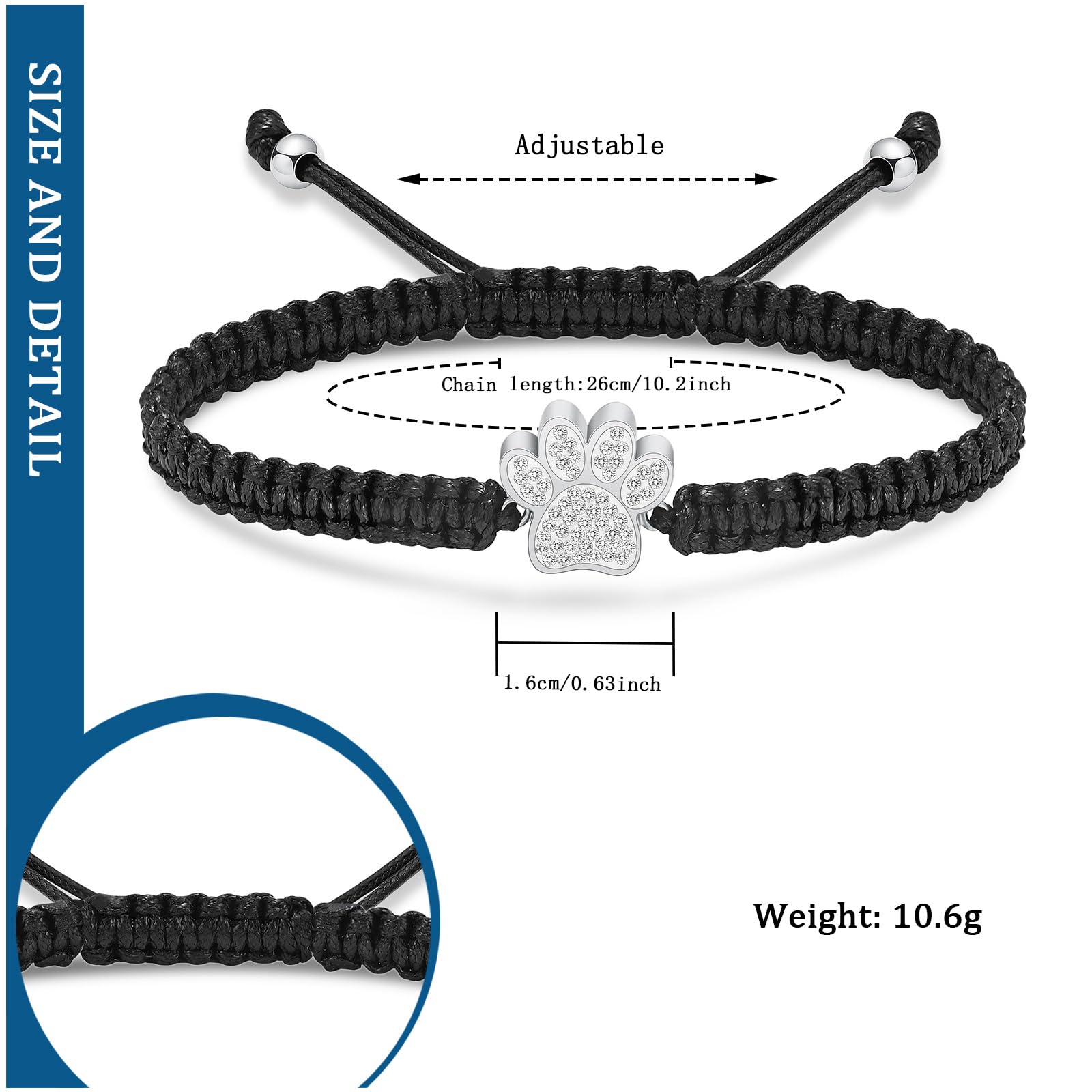 Constantlife Cremation Bracelet For Pets Ashes - Dog Paw Pendant Bangle Stainless Steel Memorial Urn Jewelry (Z-Silver)